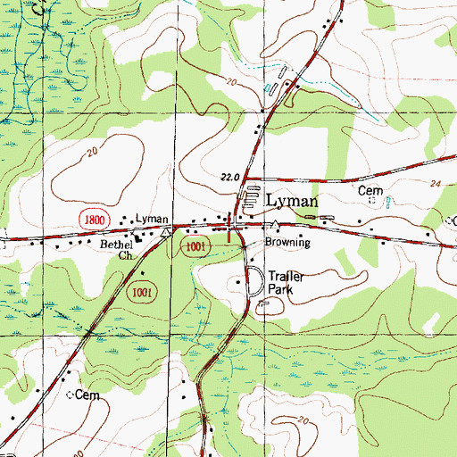 Topographic Map of Muddy Creek P Baptist Church, NC