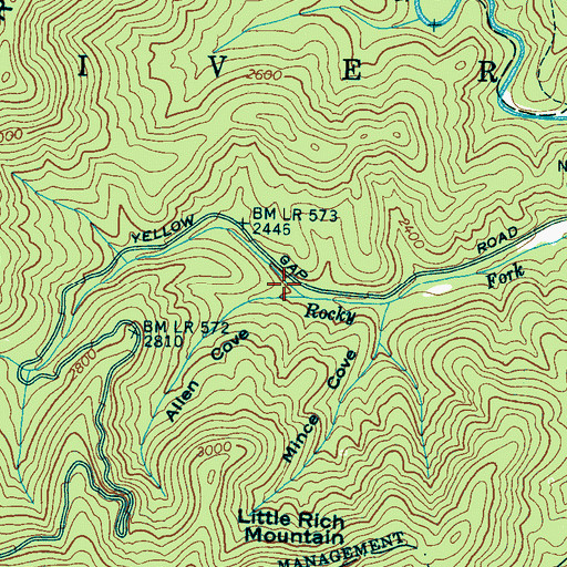 Topographic Map of Allen Cove, NC