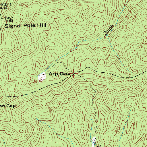 Topographic Map of Arp Gap, NC