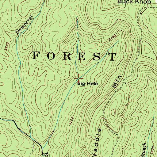 Topographic Map of Big Hole, NC