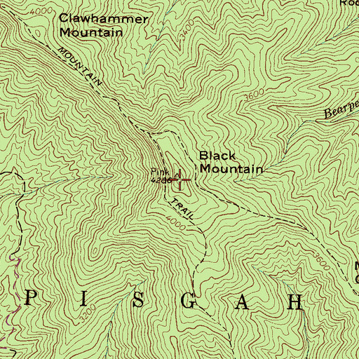 Topographic Map of Black Mountain, NC