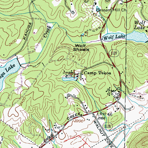 Topographic Map of Camp Tekoa, NC