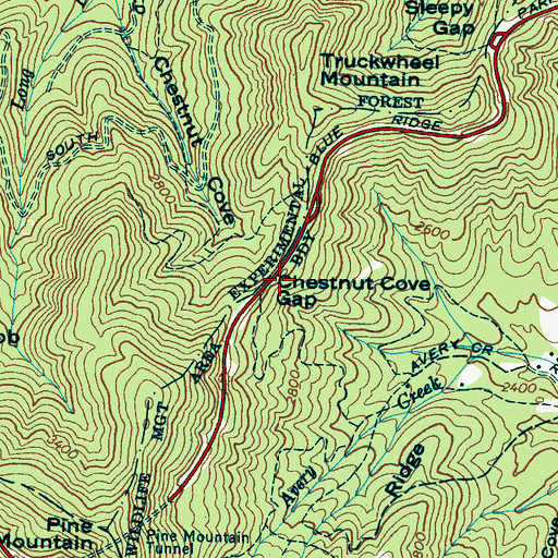Topographic Map of Chestnut Cove Gap, NC