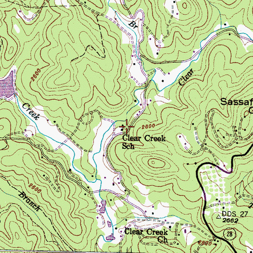 Topographic Map of Clear Creek School, NC