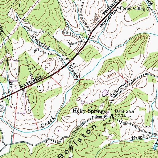 Topographic Map of Crawford Branch, NC