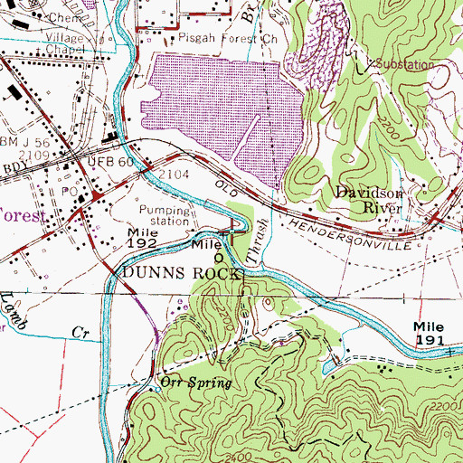 Topographic Map of Davidson River, NC