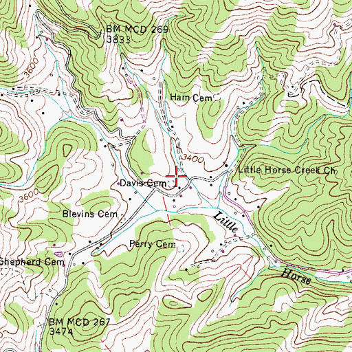 Topographic Map of Davis Cemetery, NC