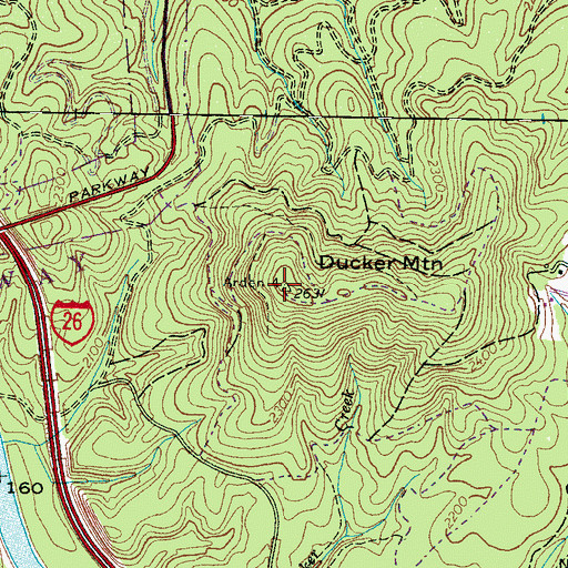 Topographic Map of Ducker Mountain, NC