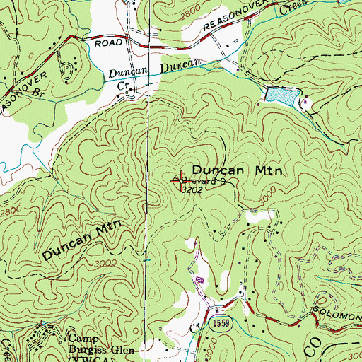 Topographic Map of Duncan Mountain, NC
