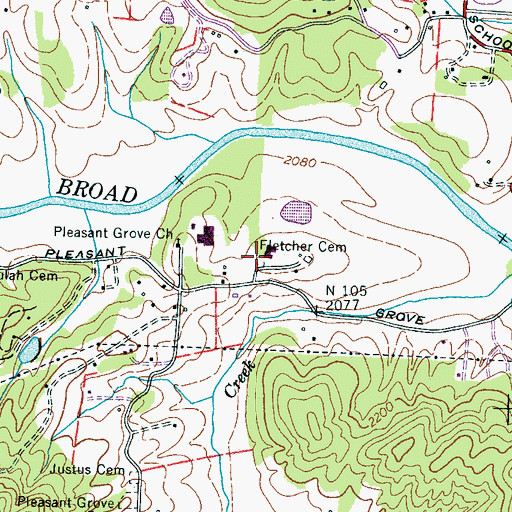 Topographic Map of Fletcher Cemetery, NC