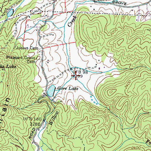 Topographic Map of Folly Creek, NC