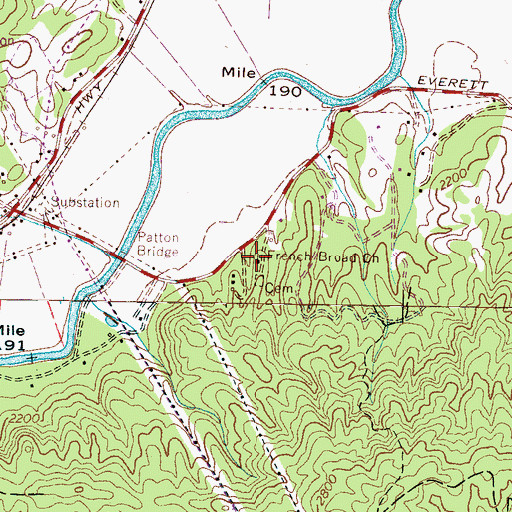 Topographic Map of French Broad Church, NC