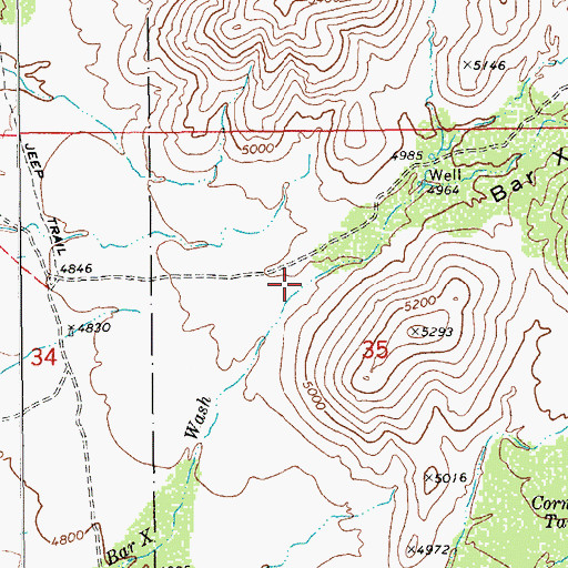 Topographic Map of Bar X Canyon, AZ
