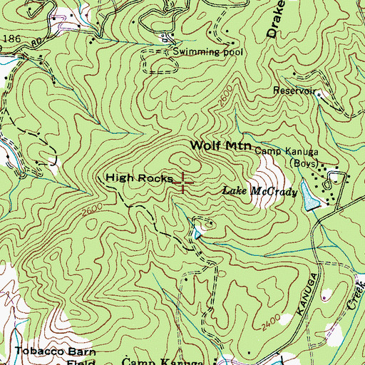 Topographic Map of High Rocks, NC