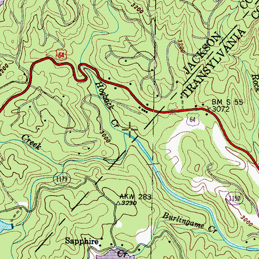 Topographic Map of Hogback Creek, NC