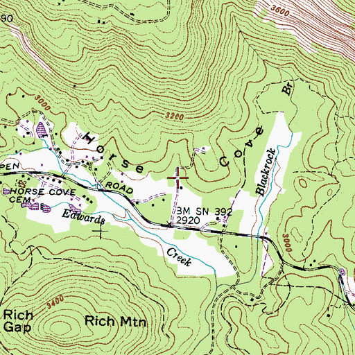 Topographic Map of Horse Cove, NC