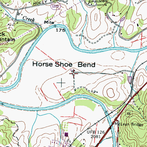 Topographic Map of Horse Shoe Bend, NC