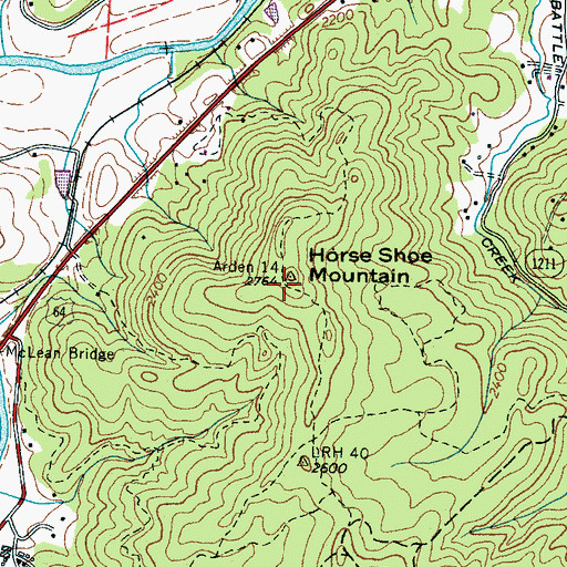 Topographic Map of Horse Shoe Mountain, NC