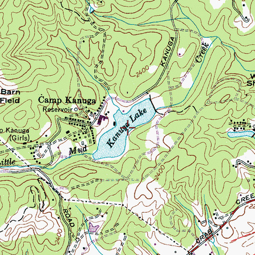Topographic Map of Kanuga Lake, NC