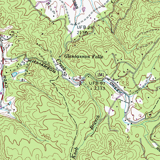 Topographic Map of Knob Branch, NC