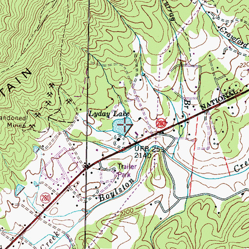 Topographic Map of Lyday Lake, NC