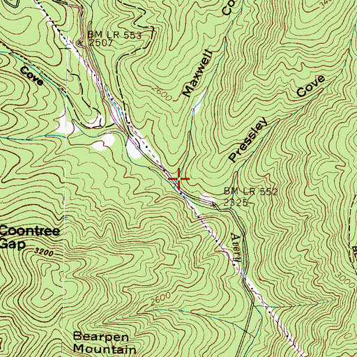 Topographic Map of Maxwell Cove, NC