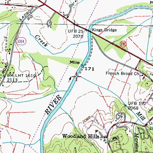 Topographic Map of Mill Pond Creek, NC