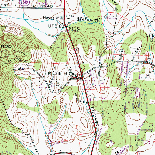 Topographic Map of Mount Gilead Church, NC