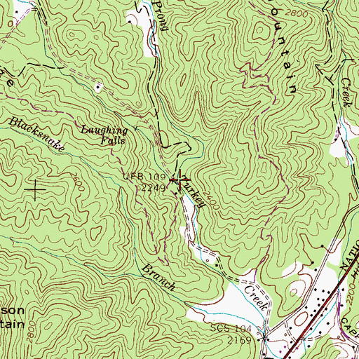Topographic Map of North Prong Turkey Creek, NC