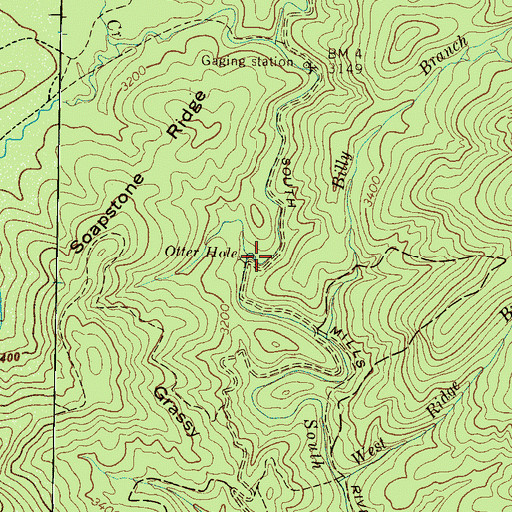 Topographic Map of Otter Hole, NC