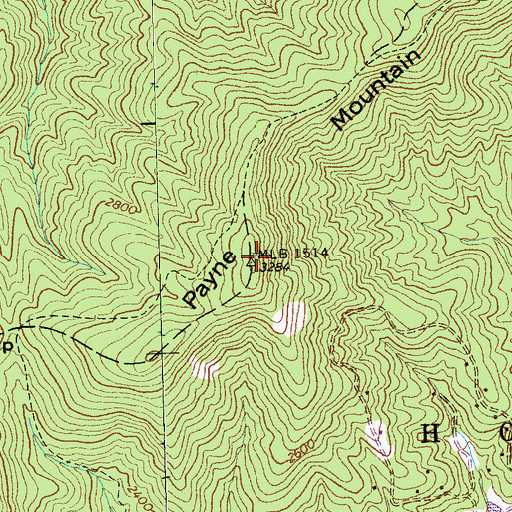 Topographic Map of Payne Mountain, NC