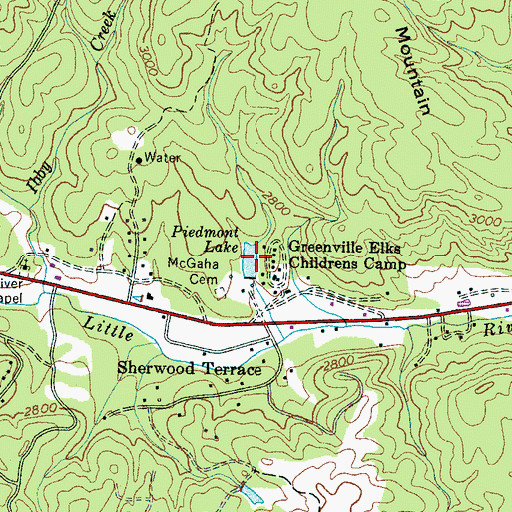 Topographic Map of Piedmont Lake, NC