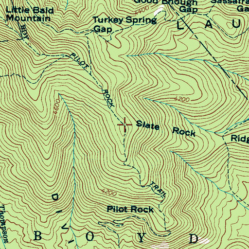 Topographic Map of Pilot Rock Trail, NC