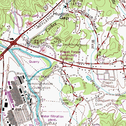Topographic Map of Pisgah Forest Community Building, NC