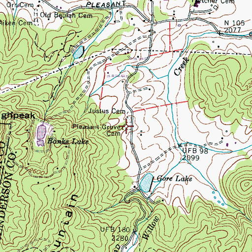 Topographic Map of Pleasant Grove Cemetery, NC