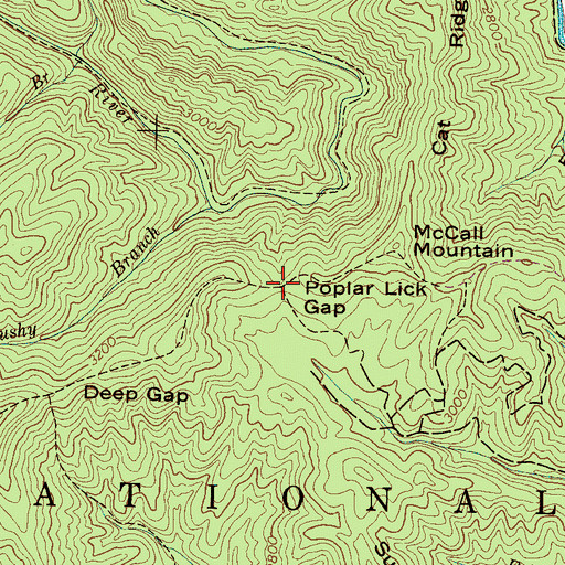 Topographic Map of Poplar Lick Gap, NC