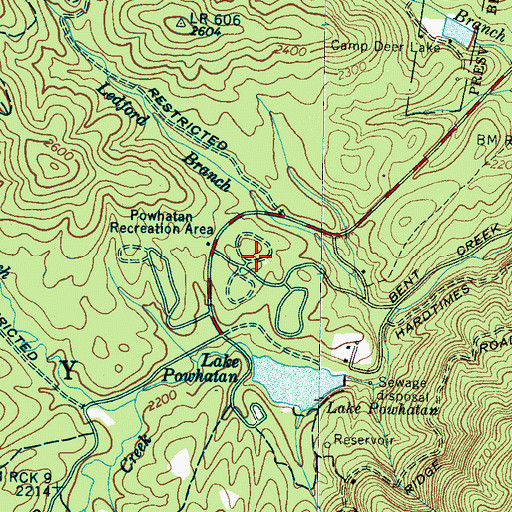 Topographic Map of Powhatan Recreation Area, NC