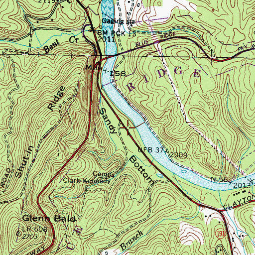 Topographic Map of Sandy Bottom, NC