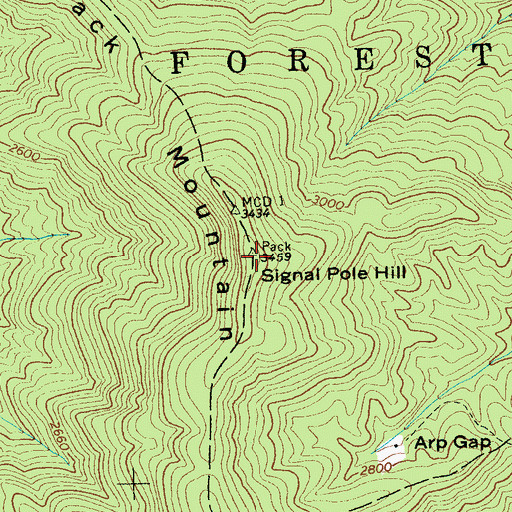 Topographic Map of Signal Pole Hill, NC