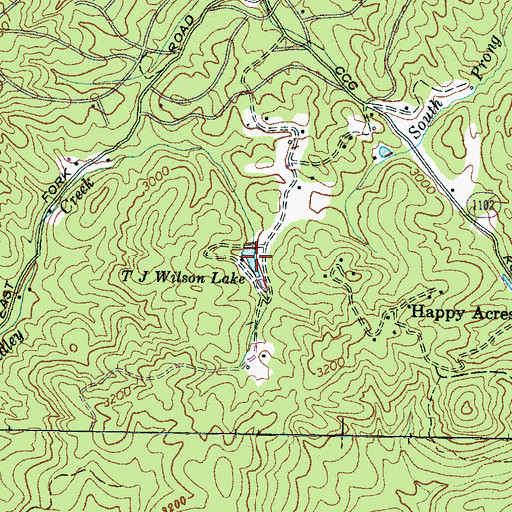 Topographic Map of T J Wilson Lake, NC
