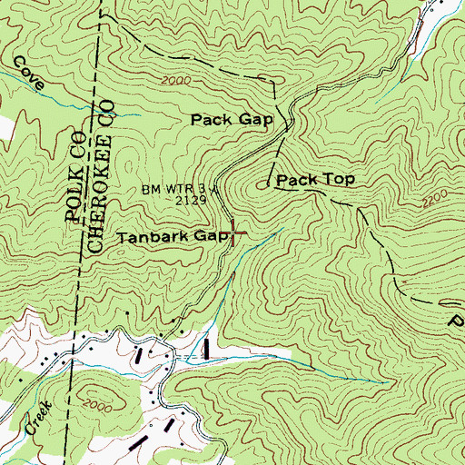 Topographic Map of Tanbark Gap, NC