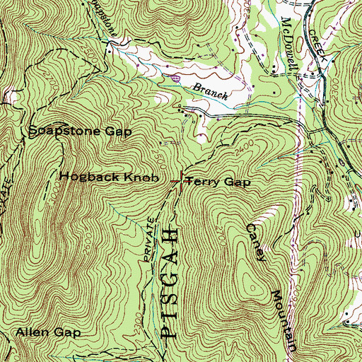 Topographic Map of Terry Gap, NC