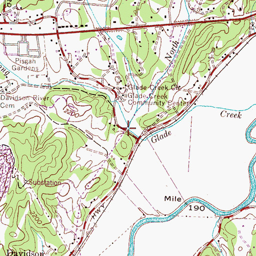 Topographic Map of West Prong Glade Creek, NC