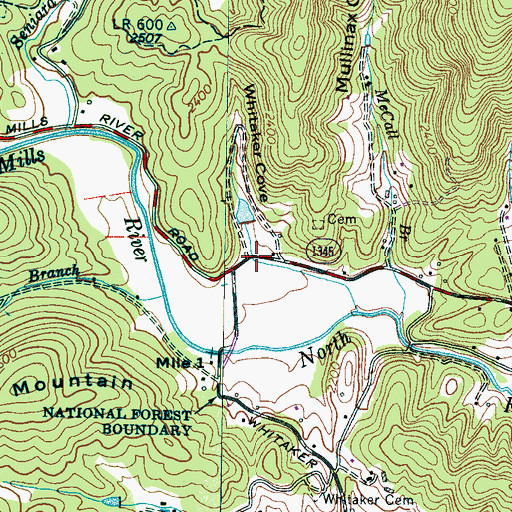 Topographic Map of Whitaker Cove, NC