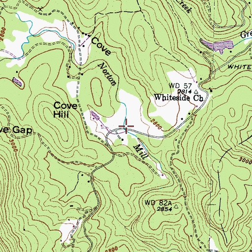 Topographic Map of Whiteside Cove, NC