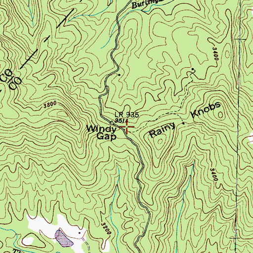 Topographic Map of Windy Gap, NC
