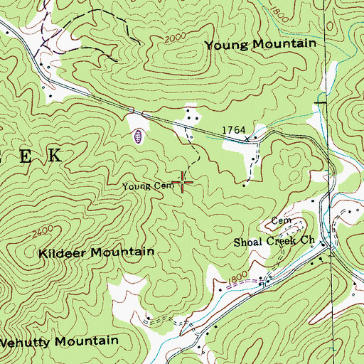 Topographic Map of Young Cemetery, NC