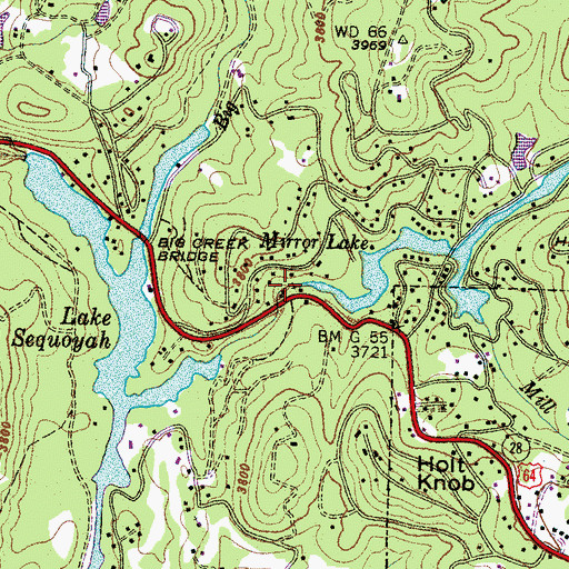 Topographic Map of Mirror Lake Dam, NC
