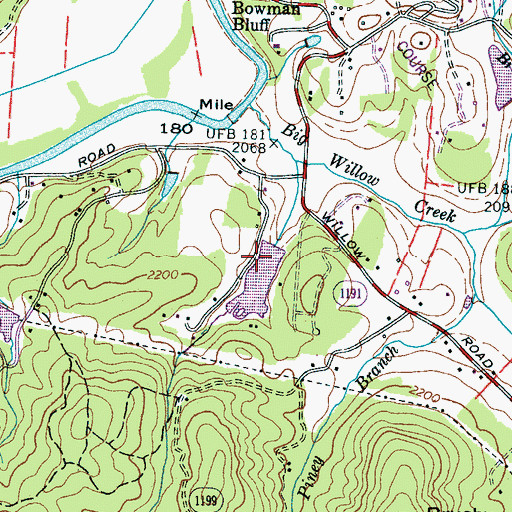 Topographic Map of Willow Lake Dam, NC