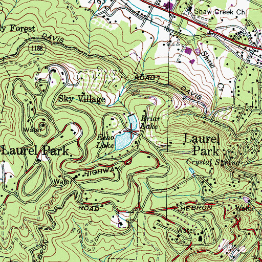 Topographic Map of Echo Lake Dam, NC